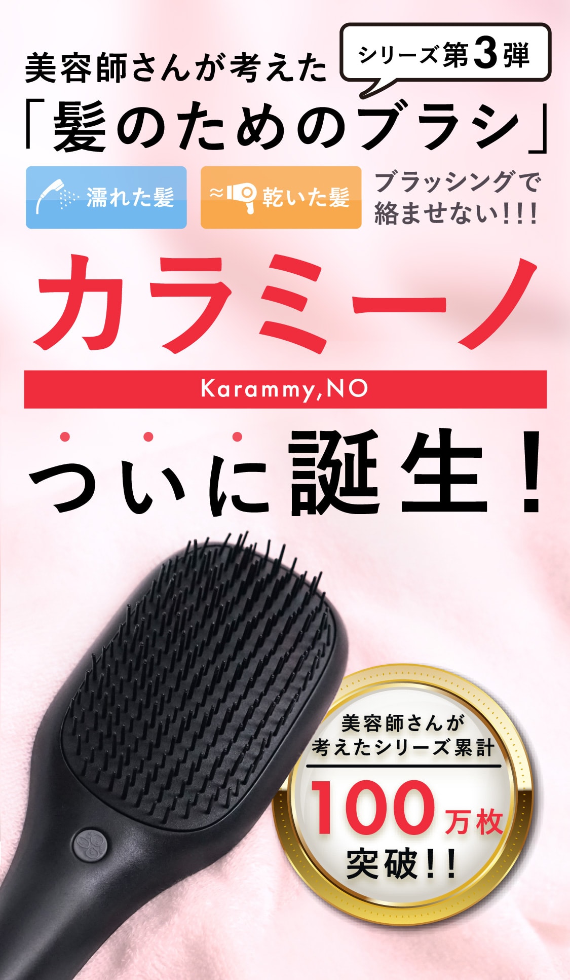 美容師さんが考えた「髪のためのブラシ」濡れた髪でも乾いた髪でもブラッシングで絡ませない！カラミーノついに誕生！